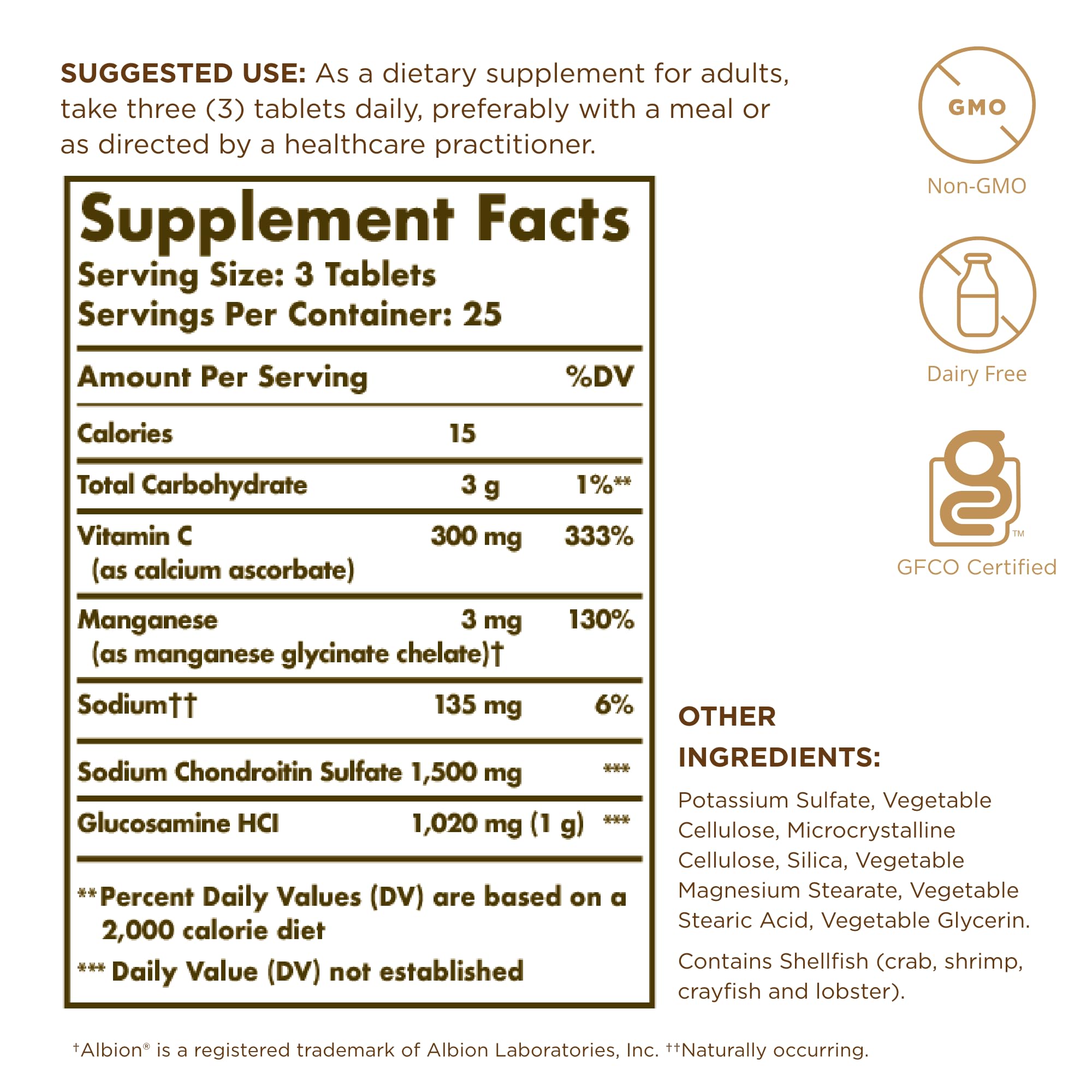 Close-up of Solgar Glucosamine Chondroitin Complex bottle