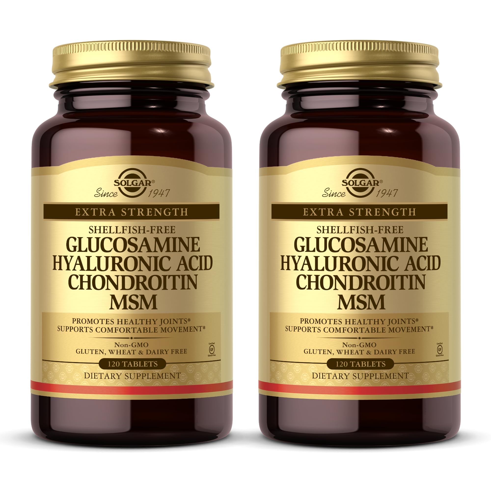 Solgar Glucosamine Hyaluronic Acid Chondroitin MSM bottle front view