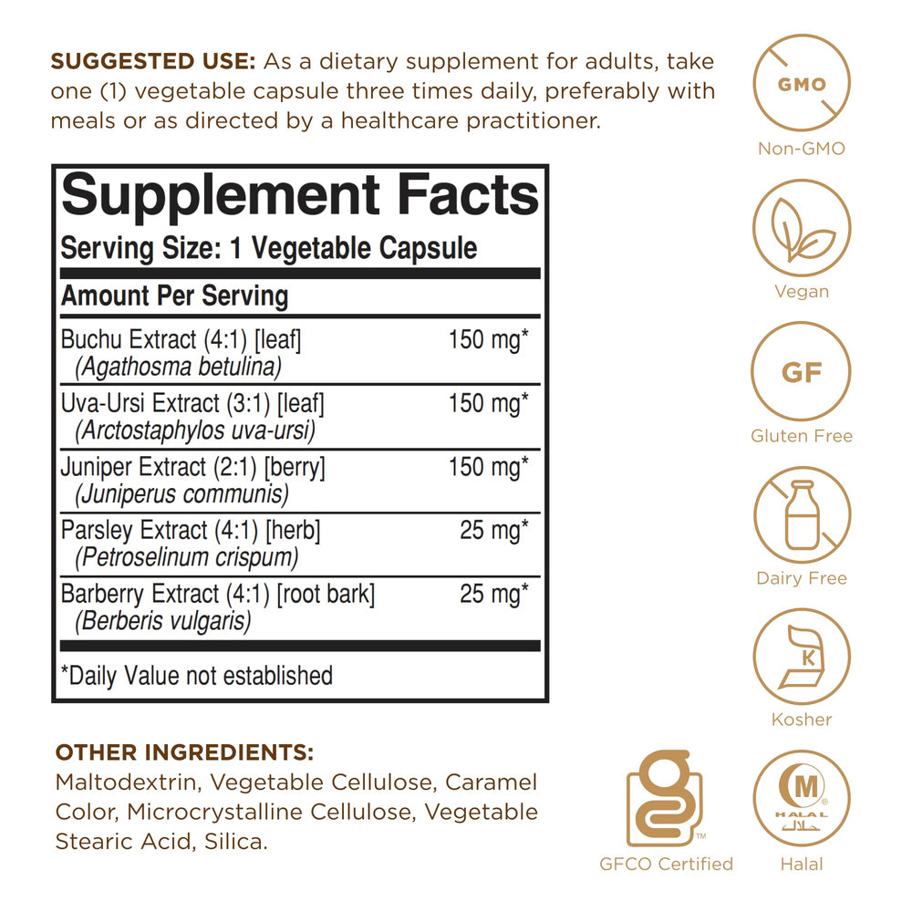 Close-up of Solgar Herbal Water Pill label