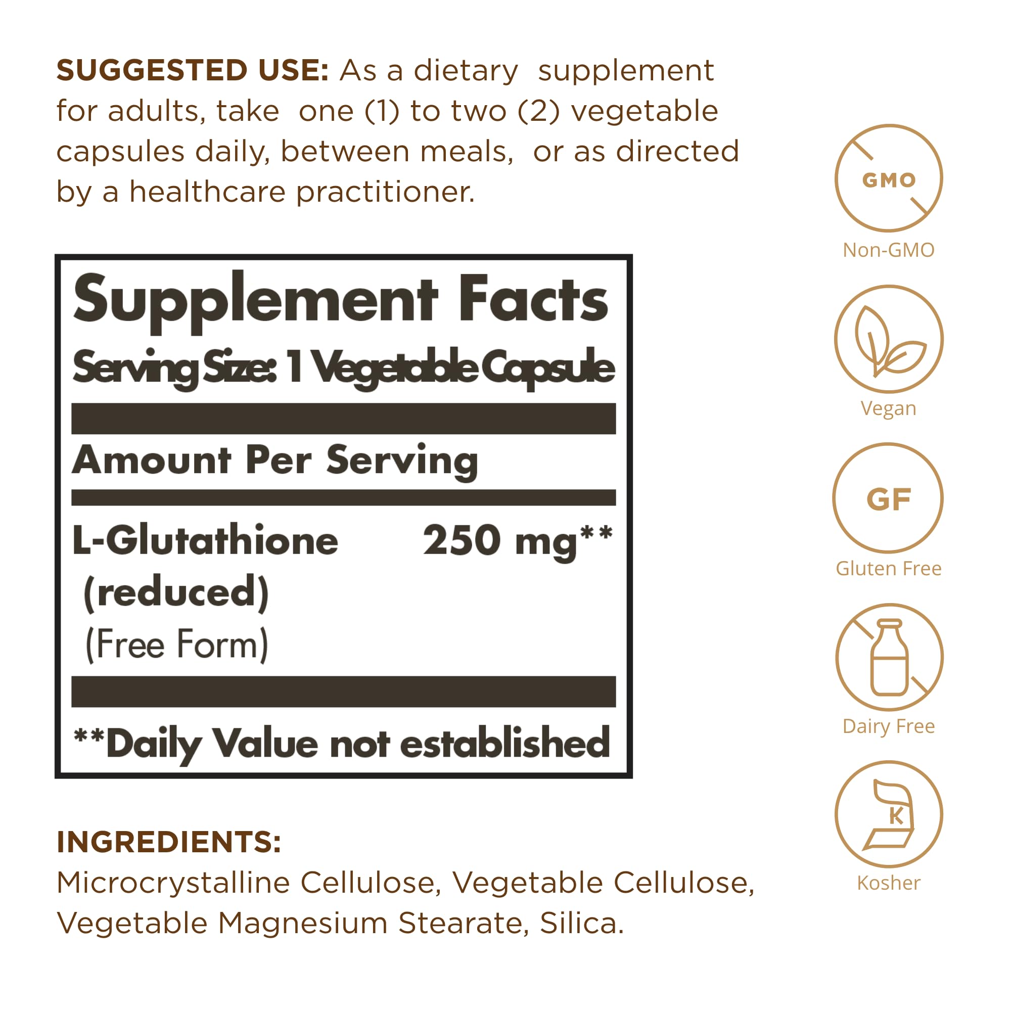 Close-up of L-Glutathione 250 mg capsule