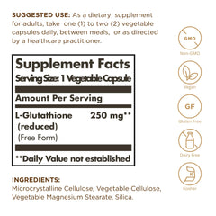 Close-up of L-Glutathione 250 mg capsule