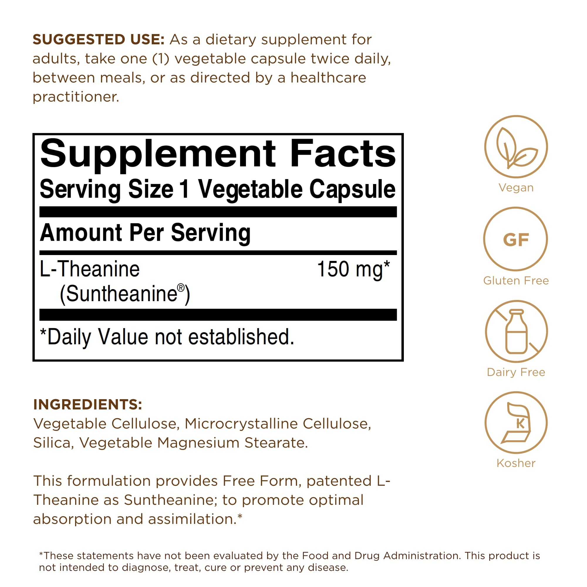 Solgar L-Theanine 150 mg capsules close-up