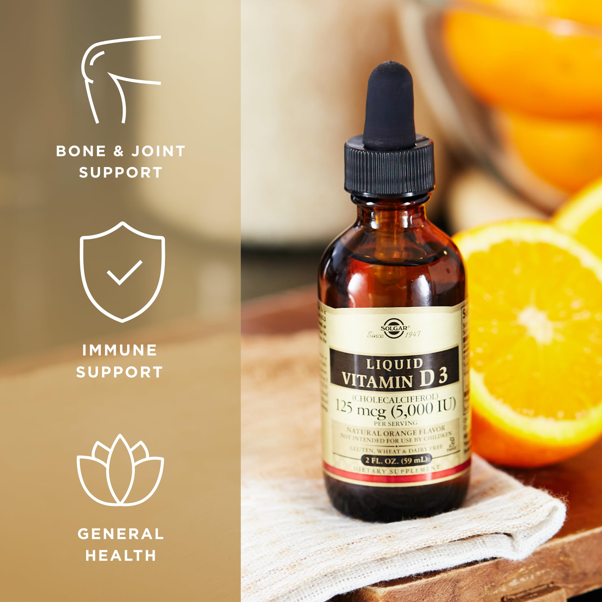 Gluten-free and dairy-free Solgar Vitamin D3 bottle