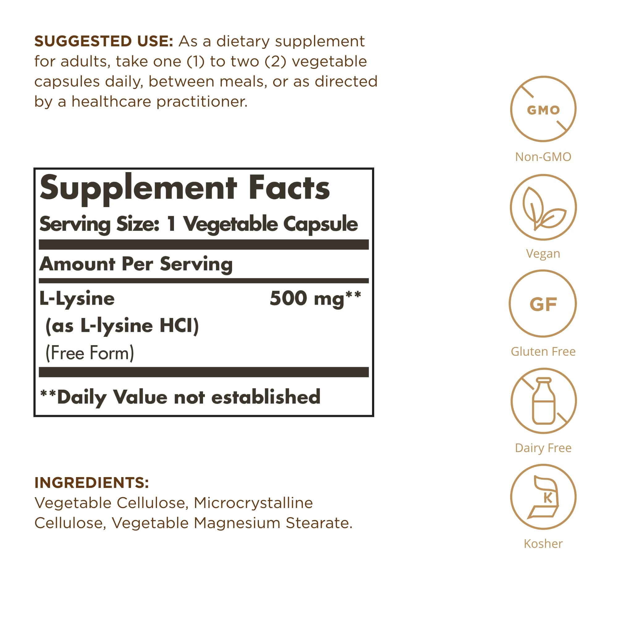 Skin support with Solgar L-Lysine 500 mg vegan capsules