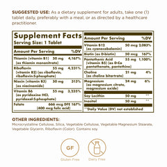 Close-up of Solgar Megasorb B-Complex 50 label