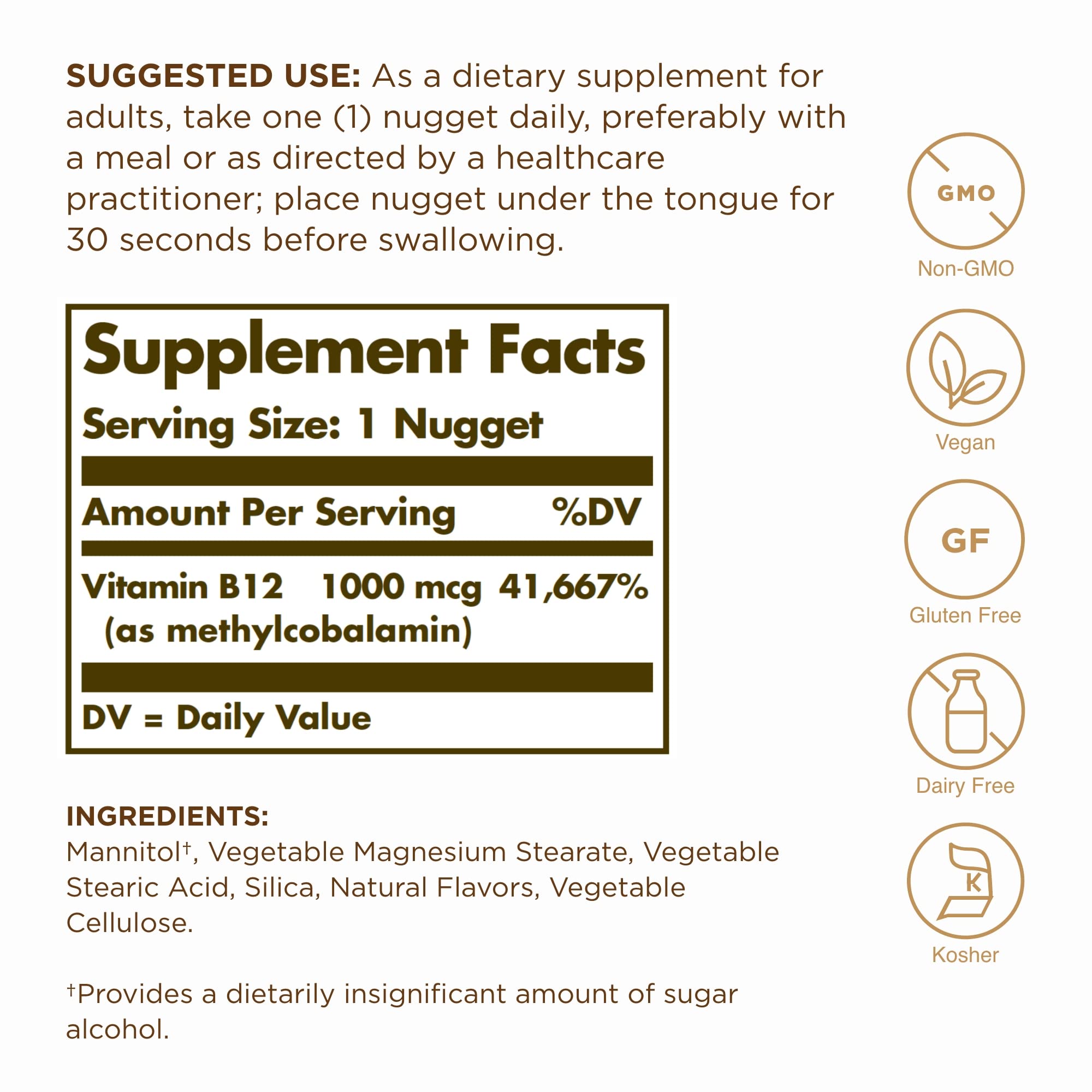 Two Solgar Methylcobalamin B12 1000 mcg nugget bottles