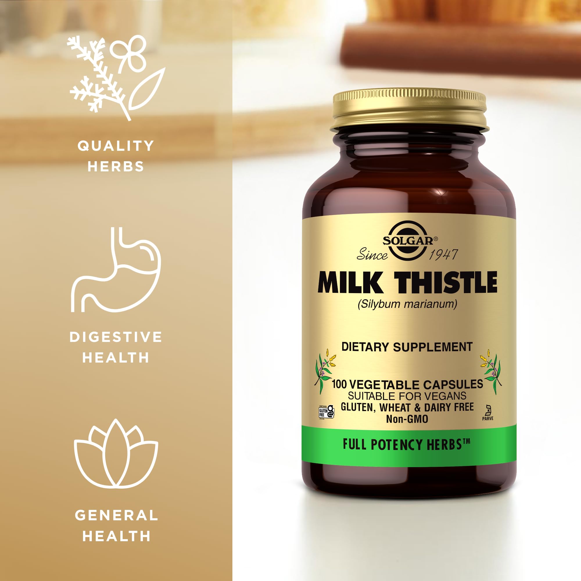 Solgar Milk Thistle packaging showing Kosher certification