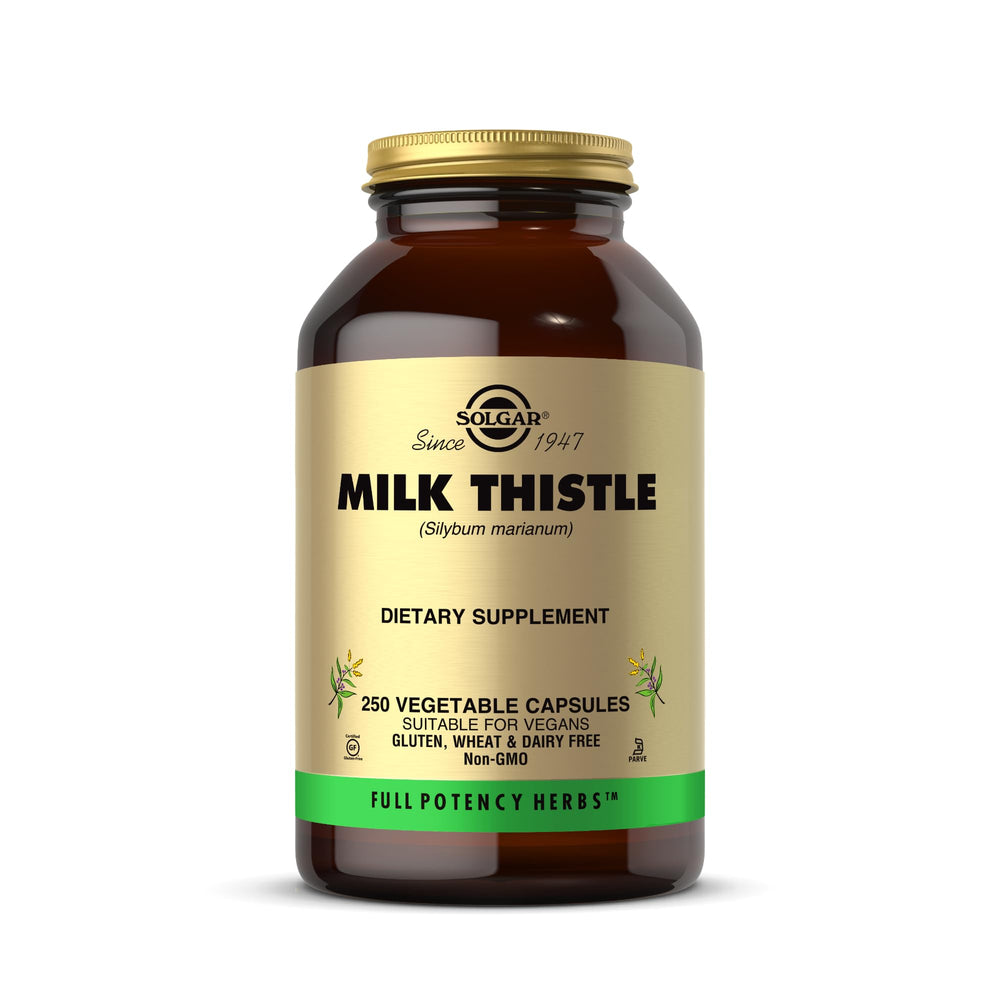Solgar Milk Thistle bottle label - 250 vegetable capsules