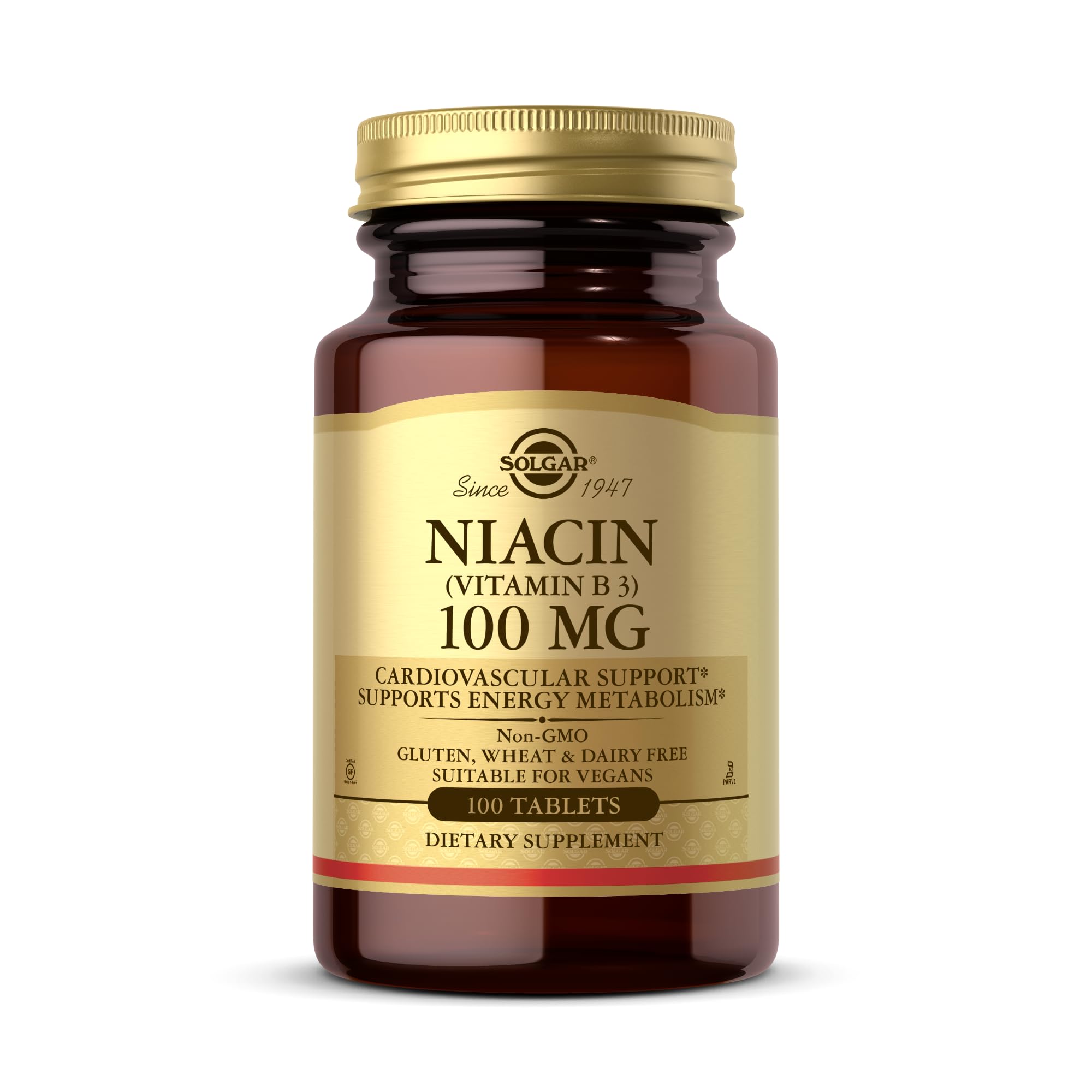 Solgar Niacin 100 mg bottle with label