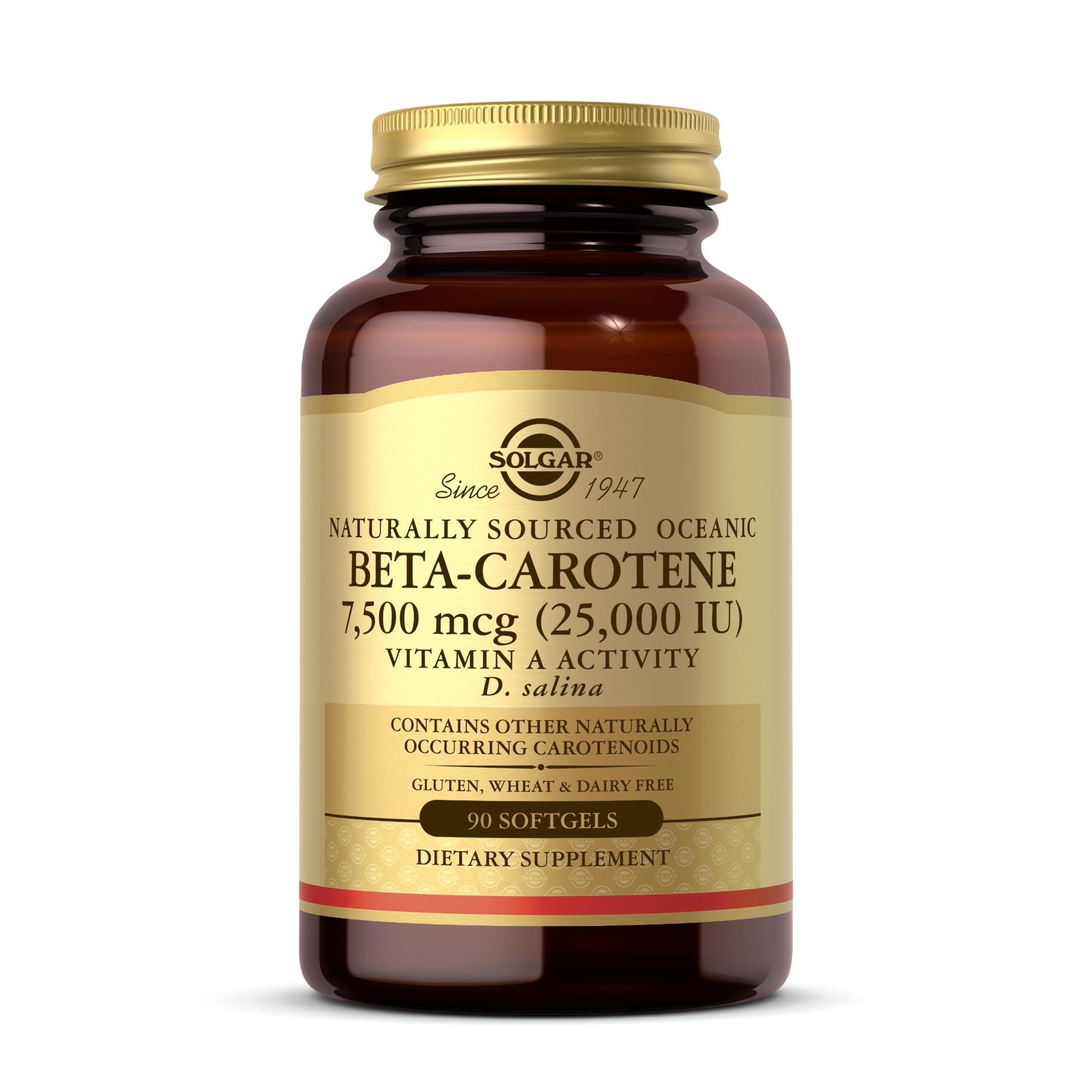 Solgar Oceanic Beta-Carotene 25,000 IU bottle and label