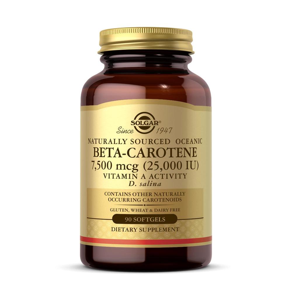 Solgar Oceanic Beta-Carotene 25,000 IU bottle and label