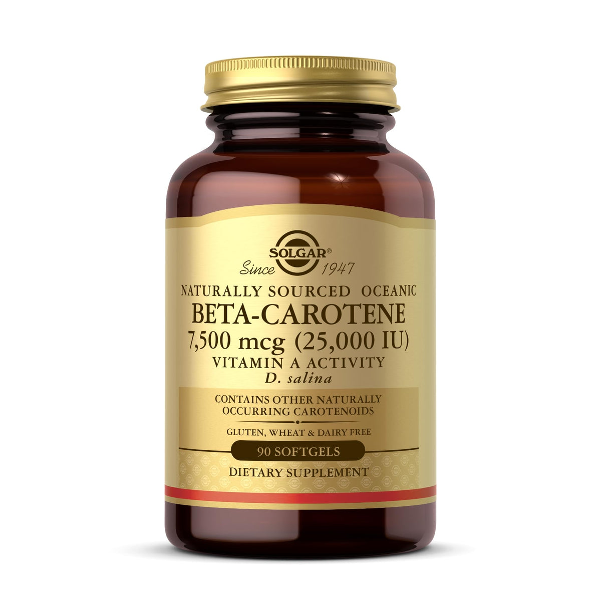 Solgar Oceanic Beta-Carotene 25,000 IU bottle and label