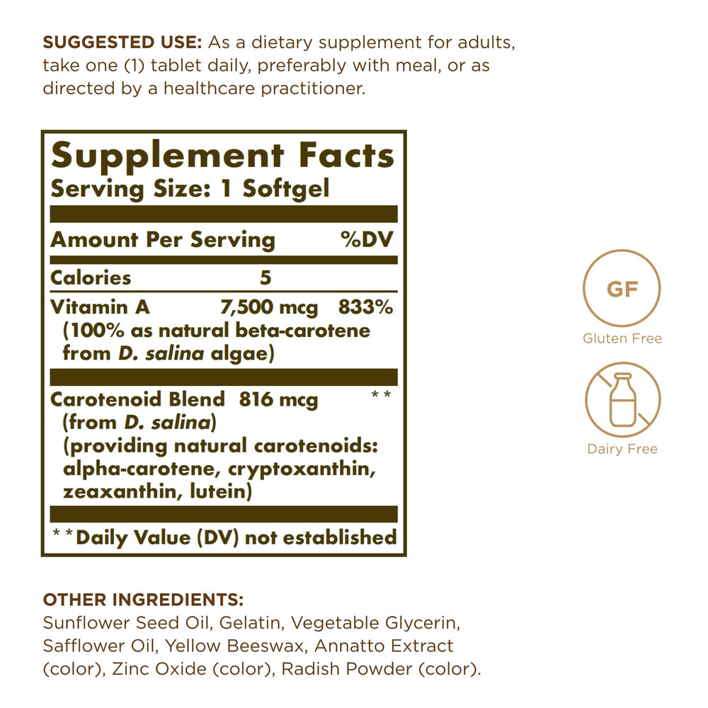 Oil-based Beta-Carotene softgels in bottle