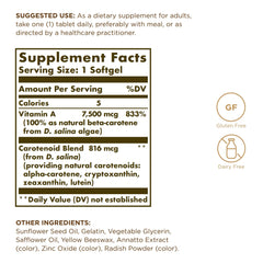 Oil-based Beta-Carotene softgels in bottle