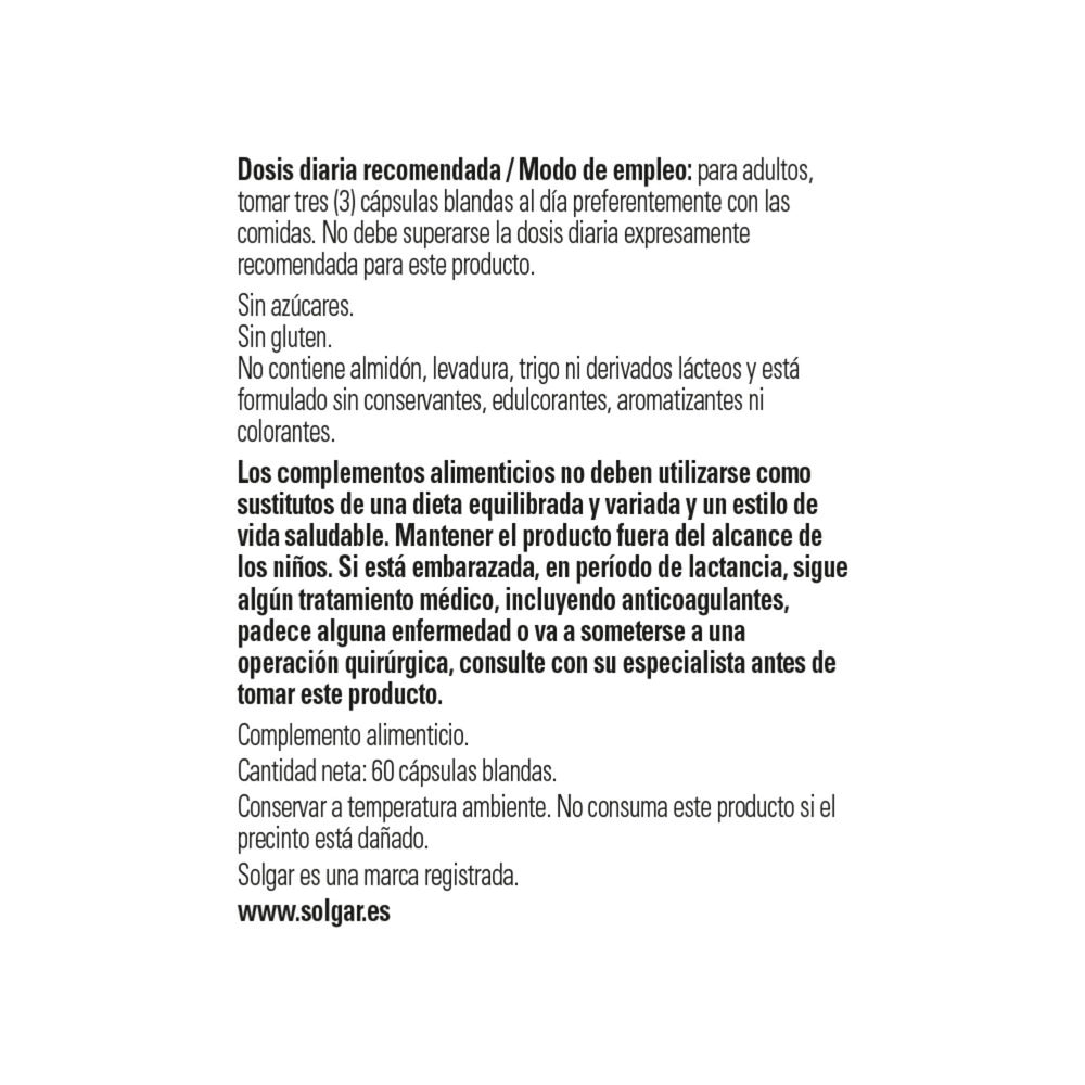 Solgar Omega 3-6-9-60 Softgels bottle label close-up