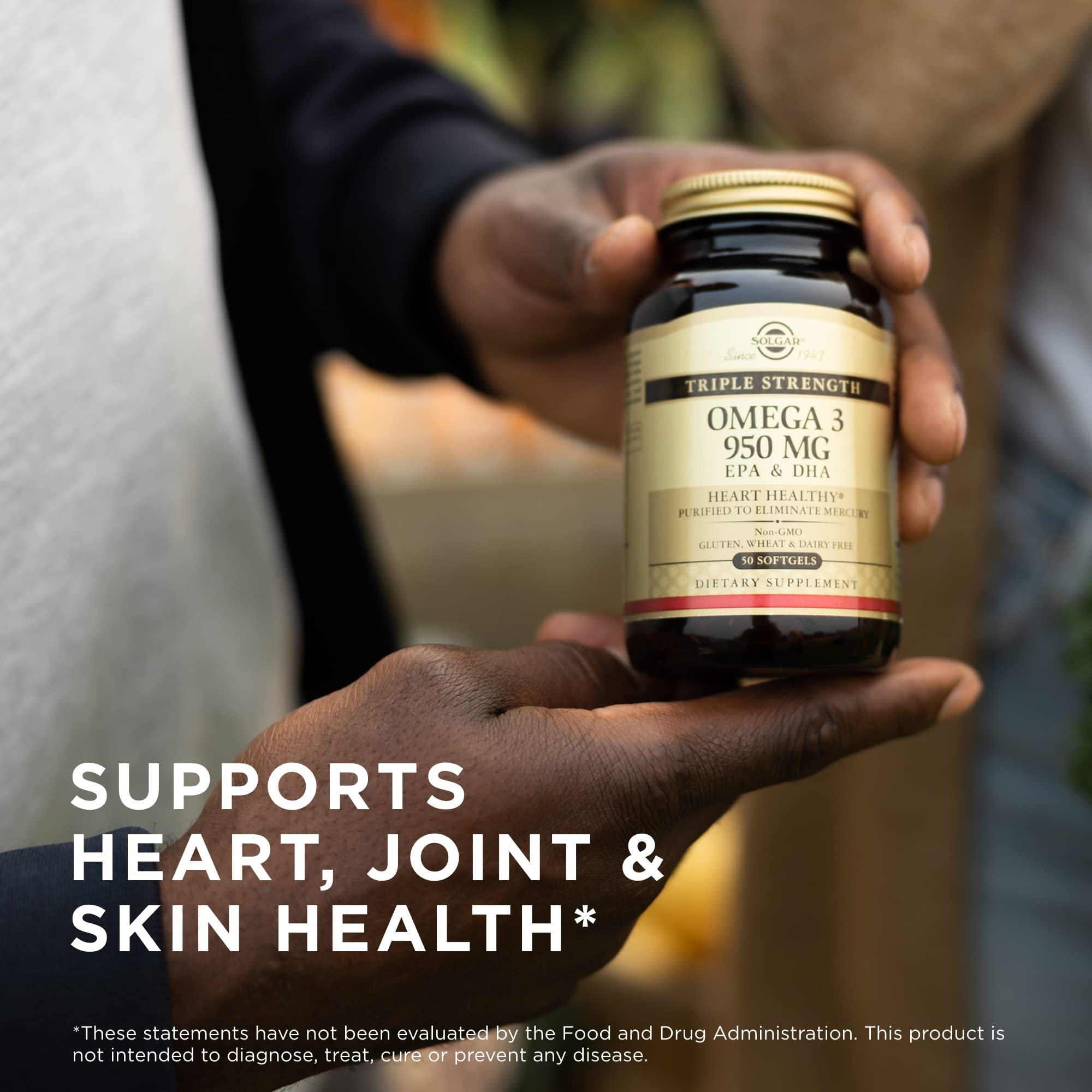 Nutrition facts panel for Solgar Omega-3 950 mg