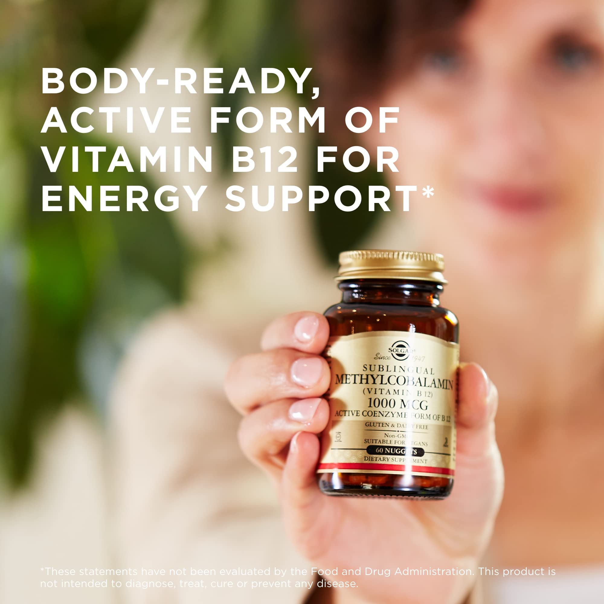 Solgar product packaging highlighting Non-GMO, vegan, gluten-free, kosher