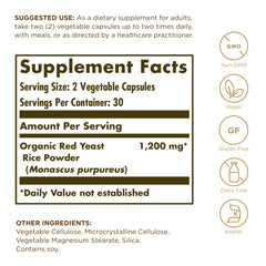 Close-up of Solgar Red Yeast Rice 600 mg capsules