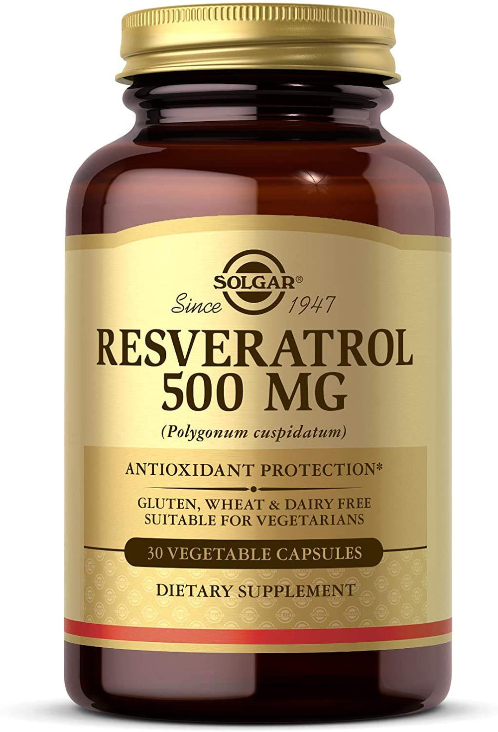 Solgar Resveratrol 500 mg bottle with label
