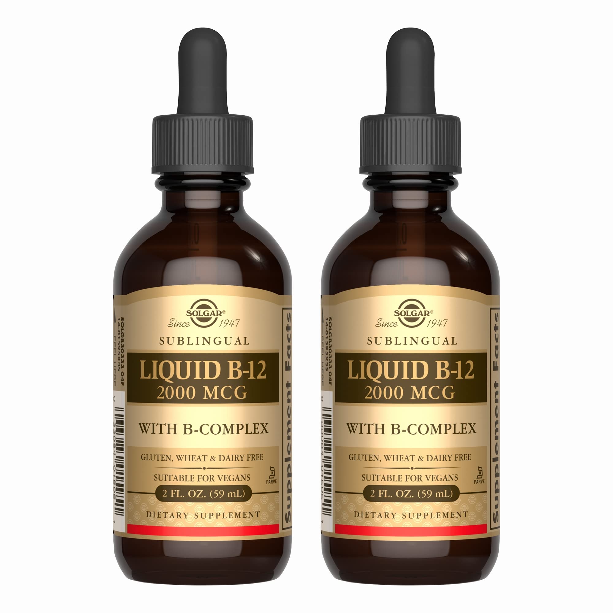 Solgar Sublingual Liquid B-12 with B-Complex bottle and label