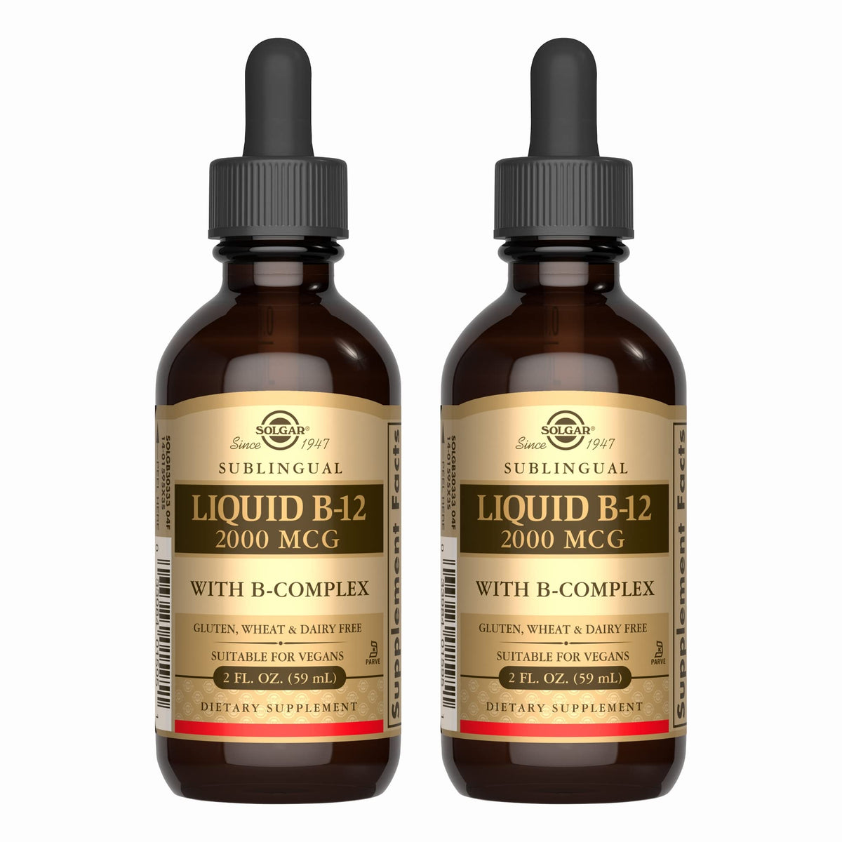 Solgar Sublingual Liquid B-12 with B-Complex bottle and label