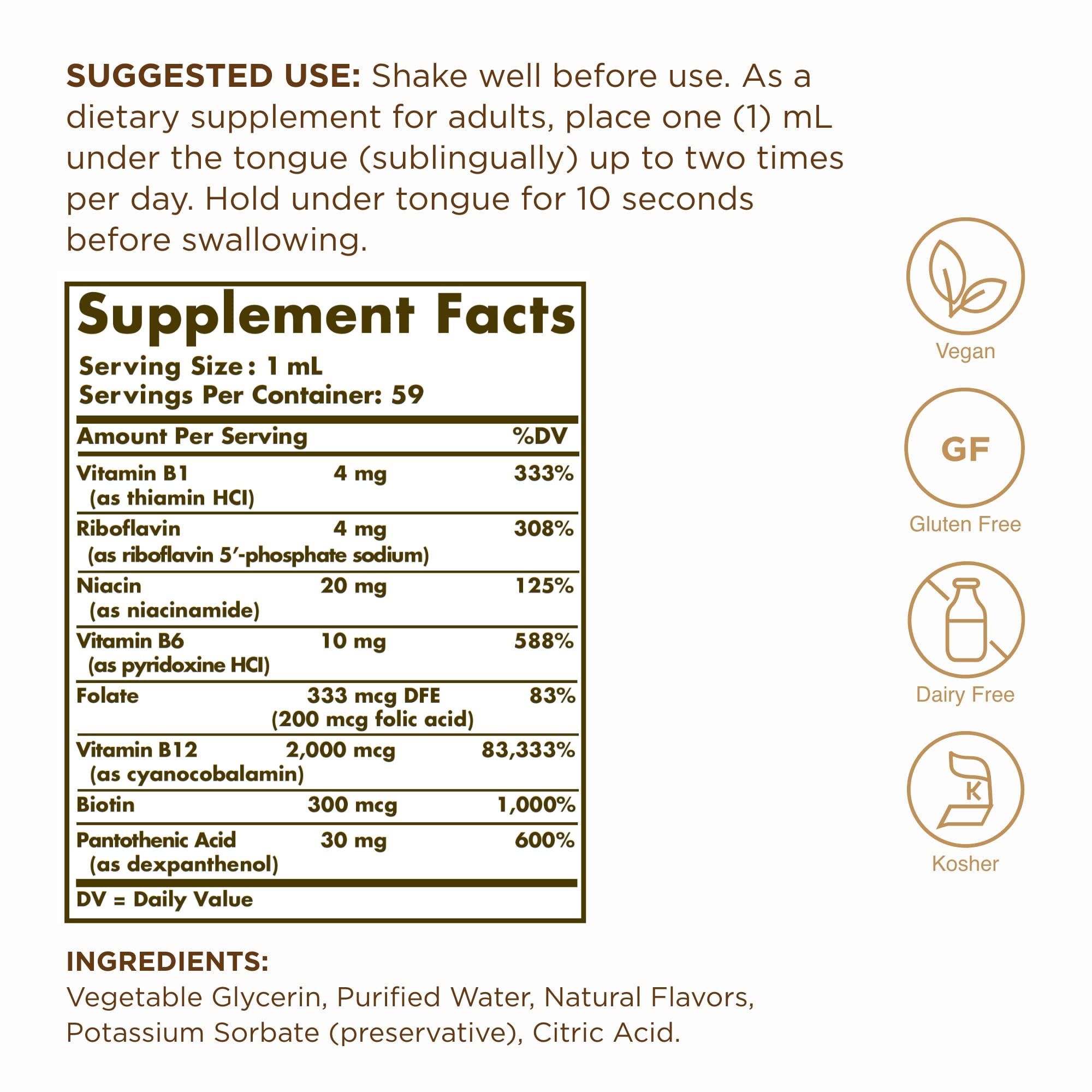 Pack of two Solgar B-12 liquid supplement bottles (2 oz each)