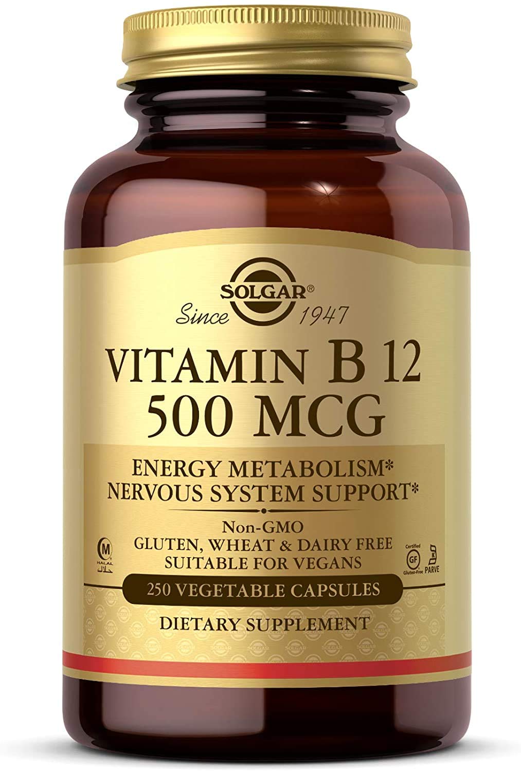 Solgar Vitamin B12 500 mcg bottle - front view