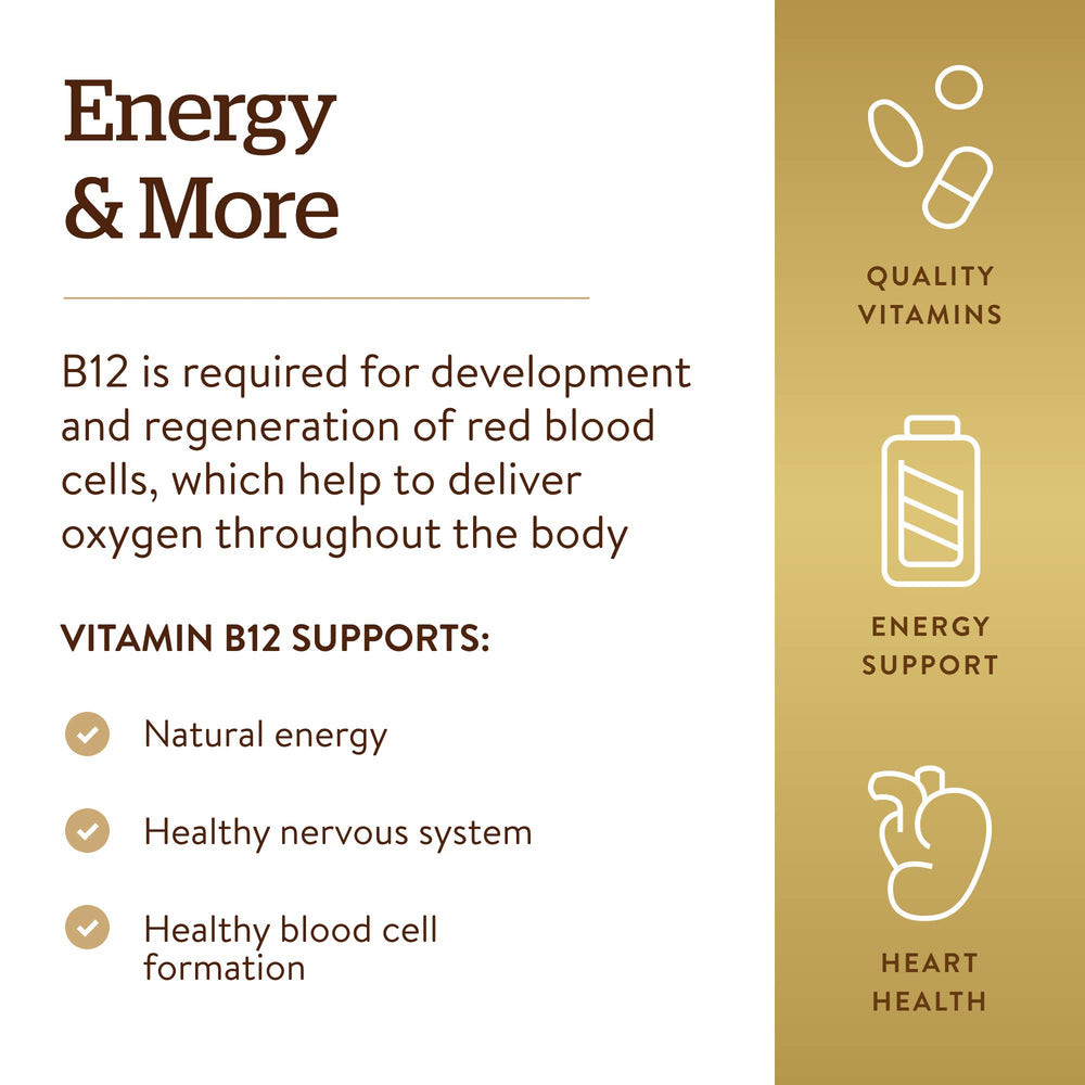 Nutrition facts and ingredients on Solgar B12 label