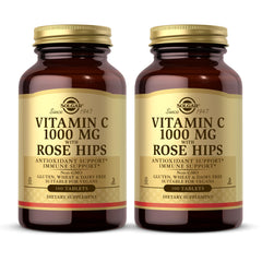 Solgar Vitamin C 1000 mg with Rose Hips bottle and capsules