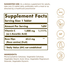 Two Solgar Vitamin C 1000 mg with Rose Hips bottles