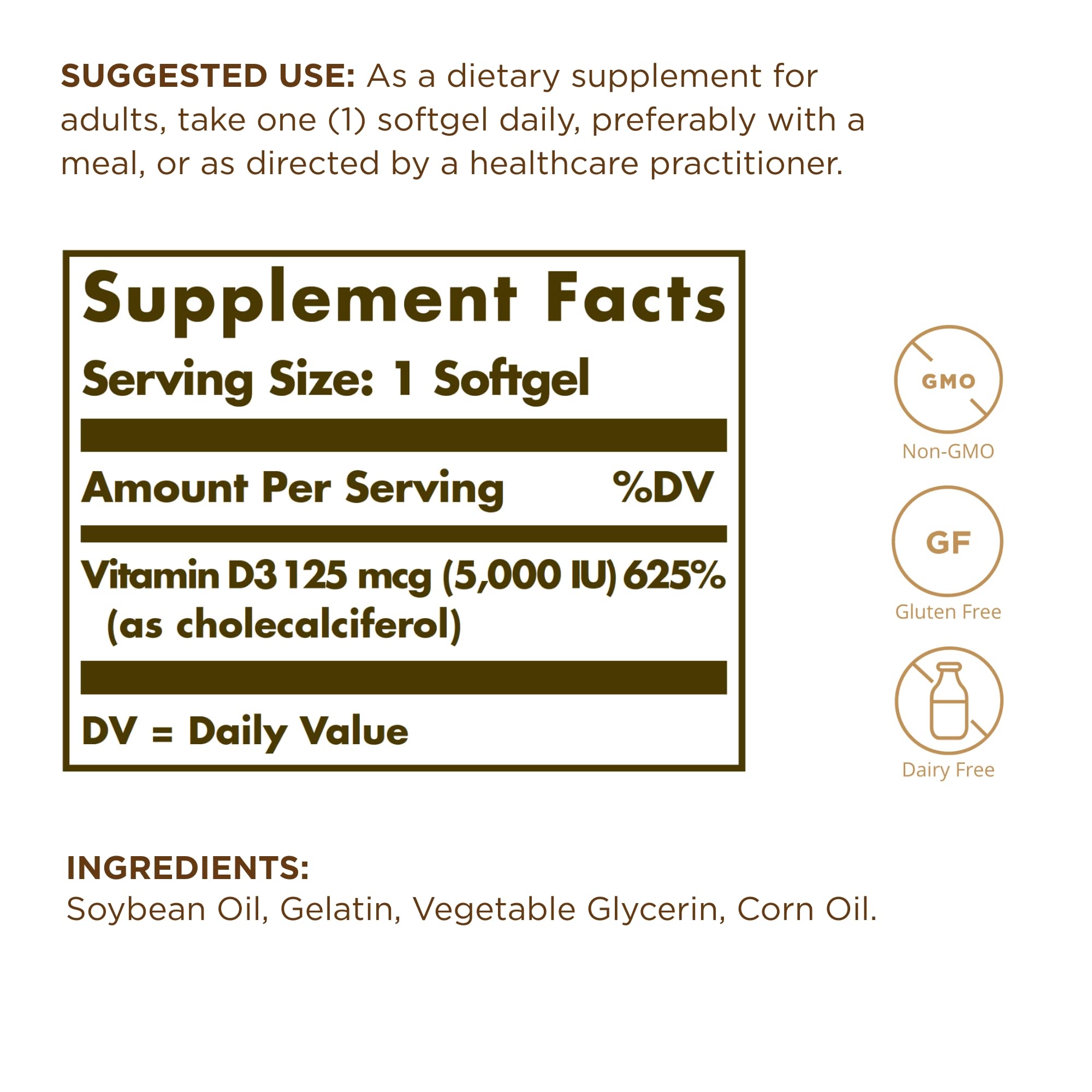 Close-up of Solgar Vitamin D3 Softgels in bottle
