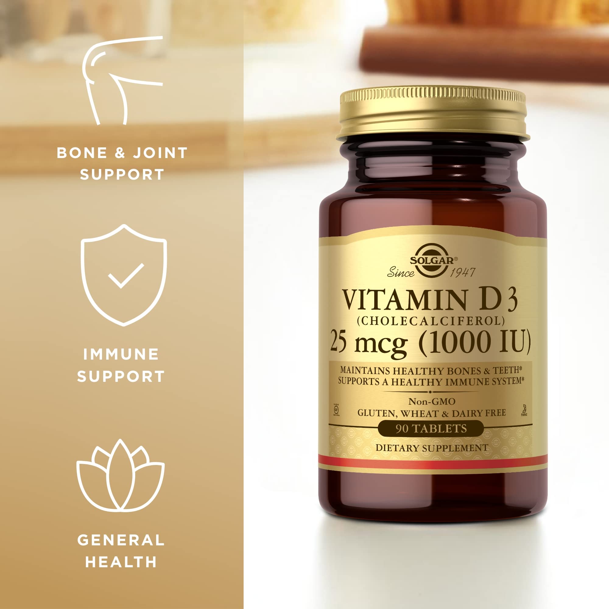 Nutrition facts panel for Solgar Vitamin D3