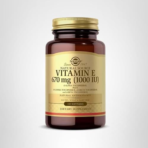 Amber glass Solgar Vitamin E bottle packaging
