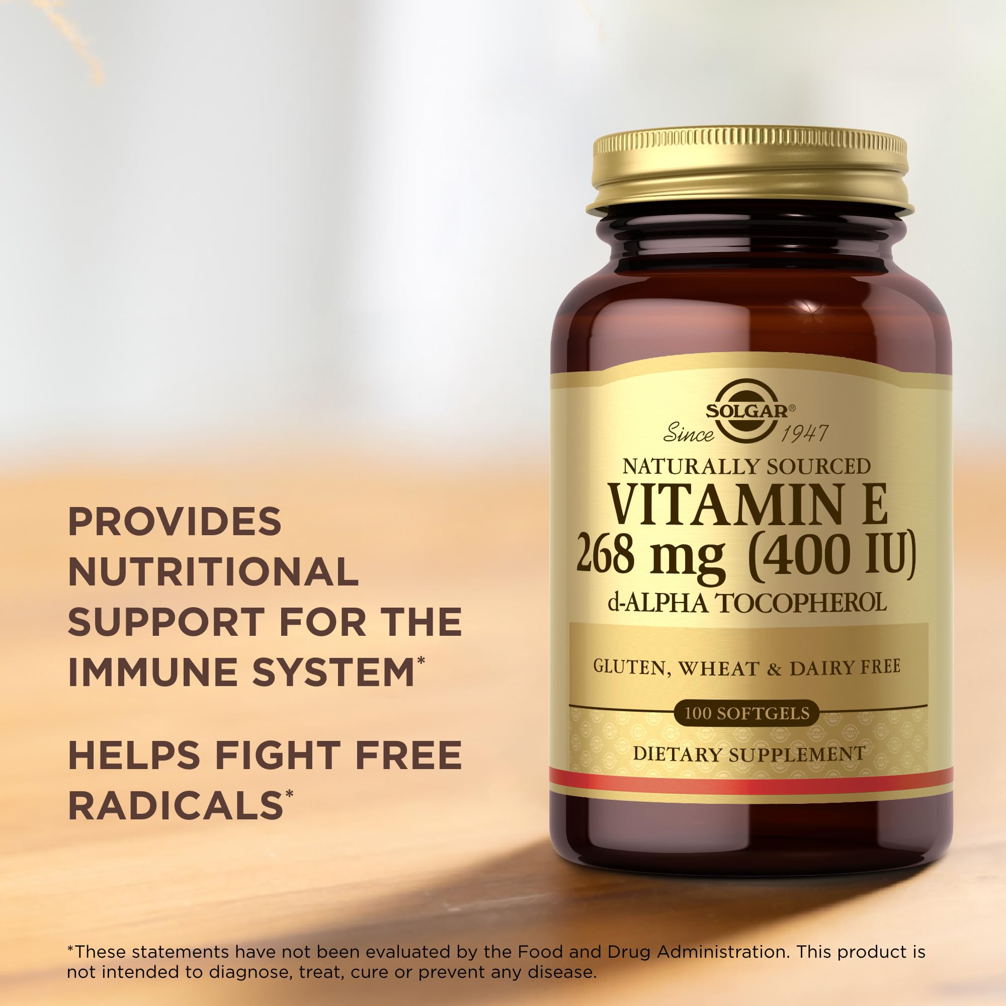 Natural antioxidant Vitamin E in softgels
