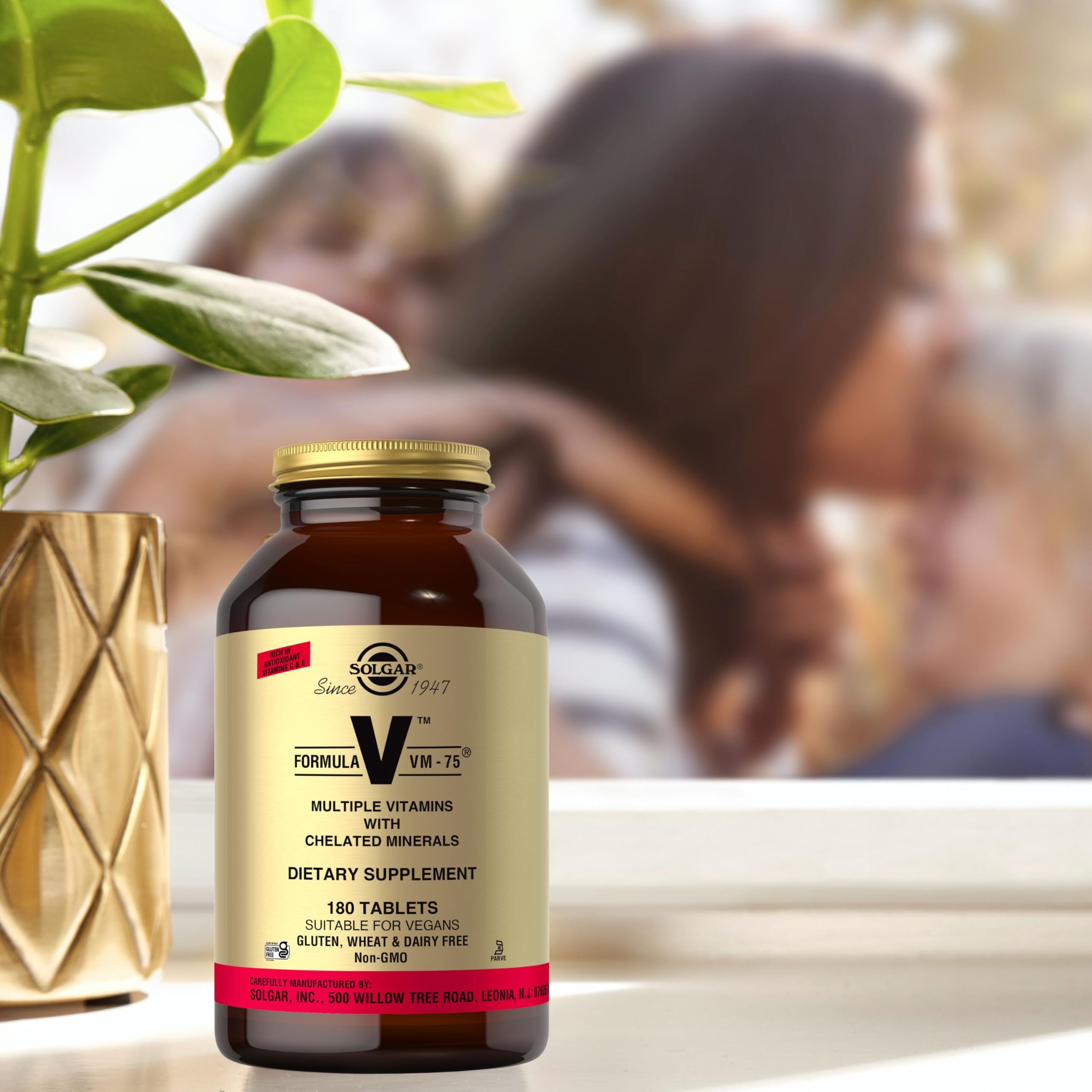 Vegan, kosher and gluten-free icons on Solgar VM-75 label