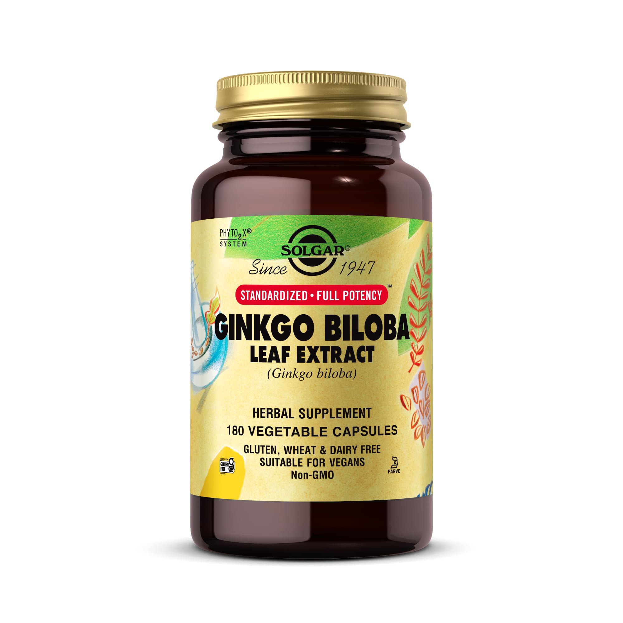 Solgar Ginkgo Biloba Leaf Extract bottle - front view