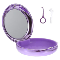 Purple orthodontic retainer case with built-in mirror