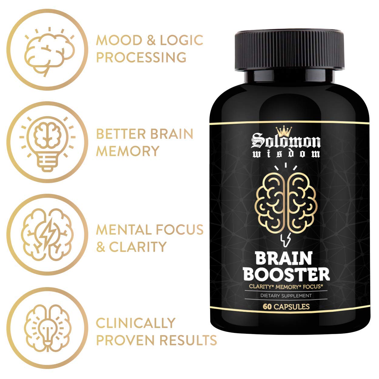 Close-up of Solomon Wisdom Brain Booster label