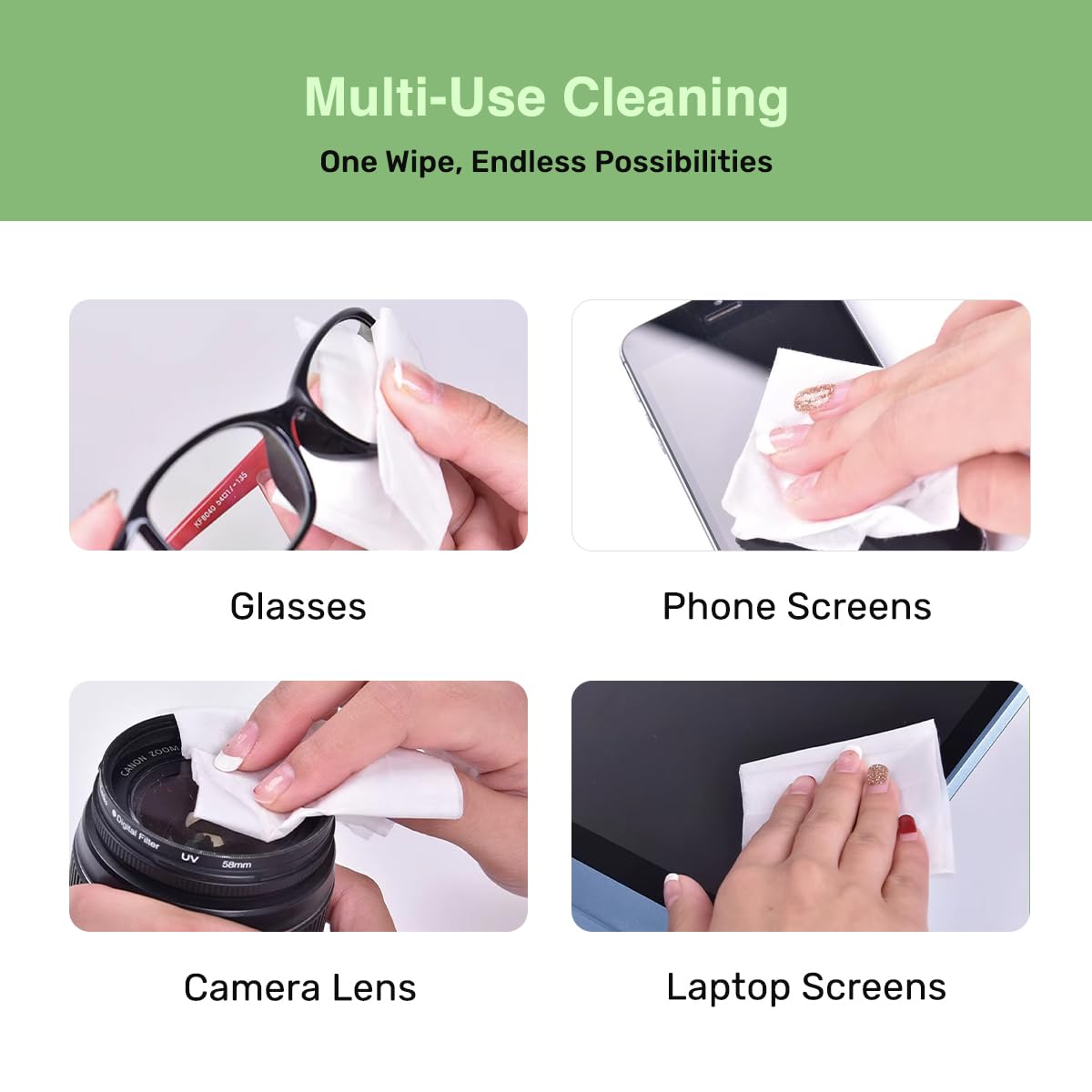 Gentle cleaning on coated lenses with Optix wipes