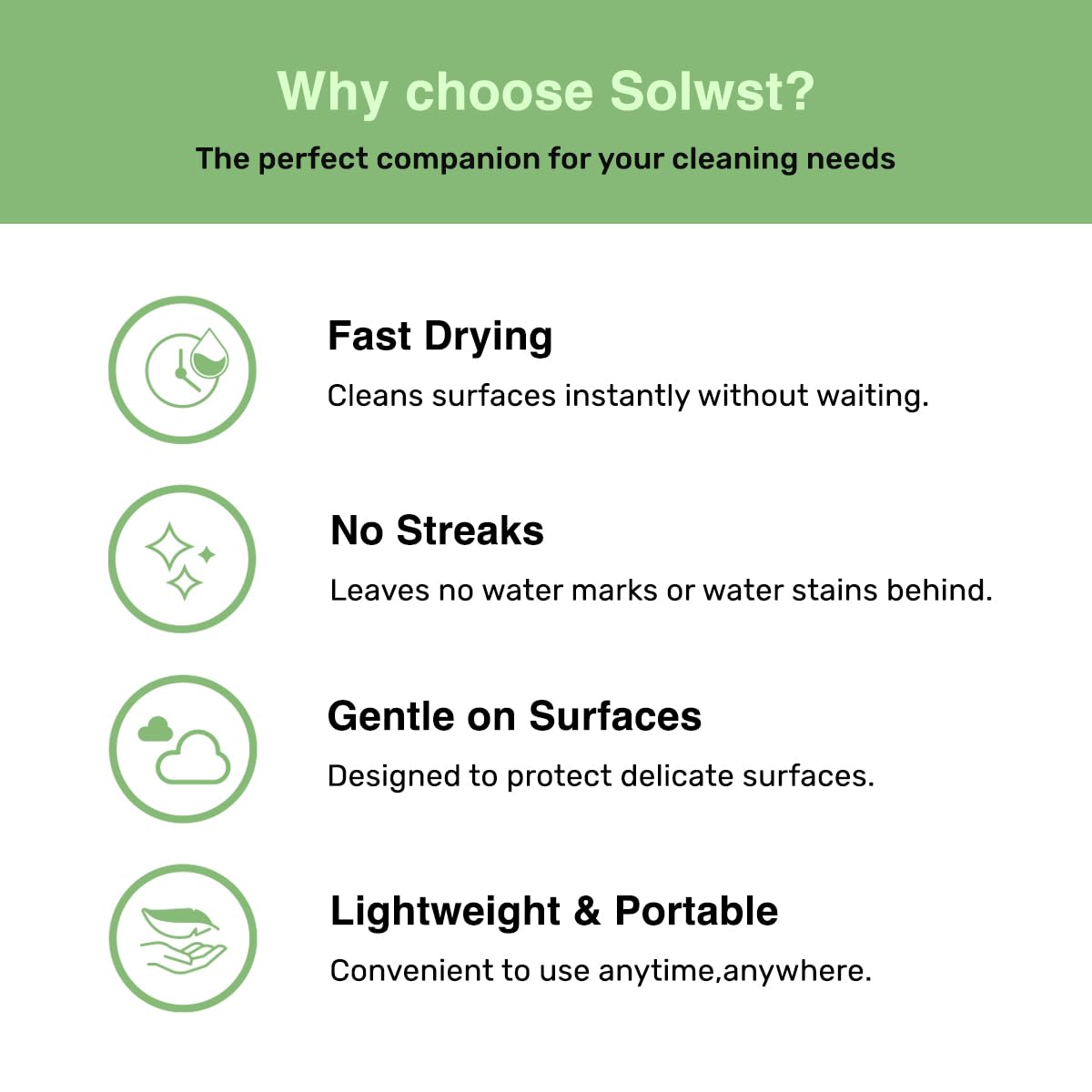 Versatile cleaning on screens, keyboards, and other surfaces