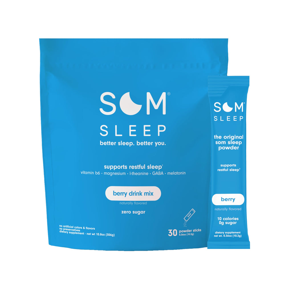 Berry Som Sleep powder in a tub with scoop