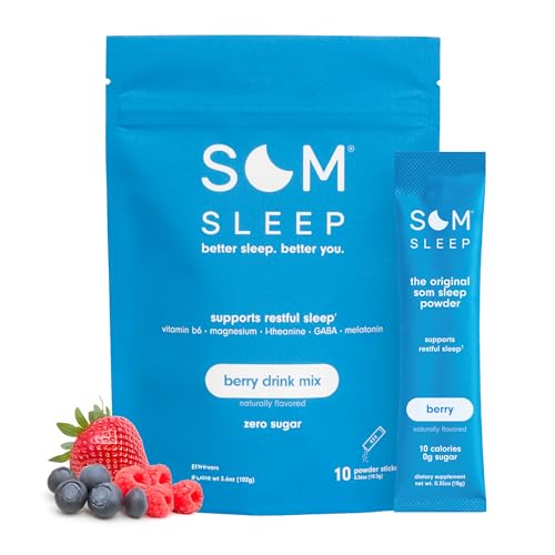 Sleep Mix Powder Som Sleep Berry - Calm Sleep Powder Drink Mix with 3mg Melatonin, Magn ...