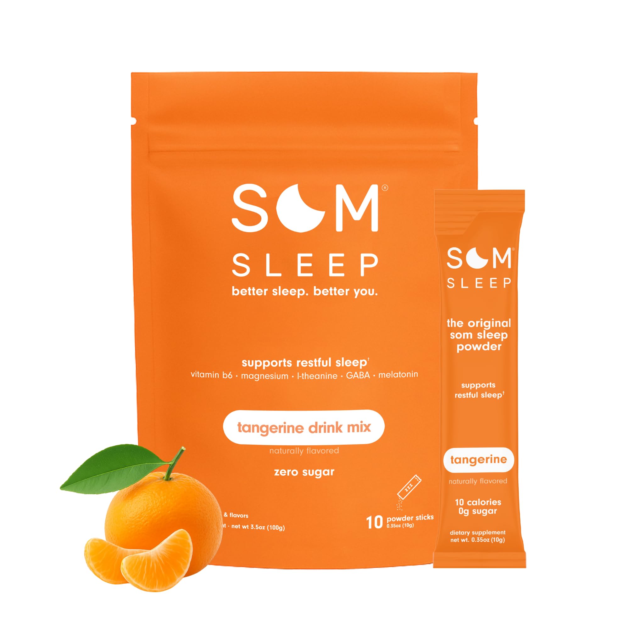 Som Sleep Tangerine powder stick sachet close-up