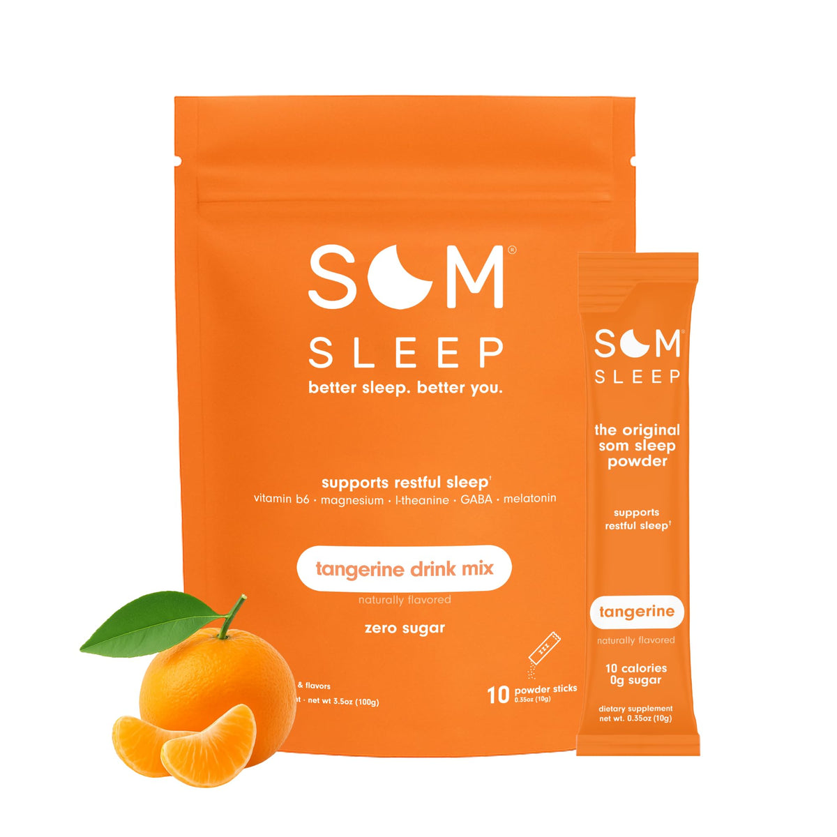 Som Sleep Tangerine powder stick sachet close-up