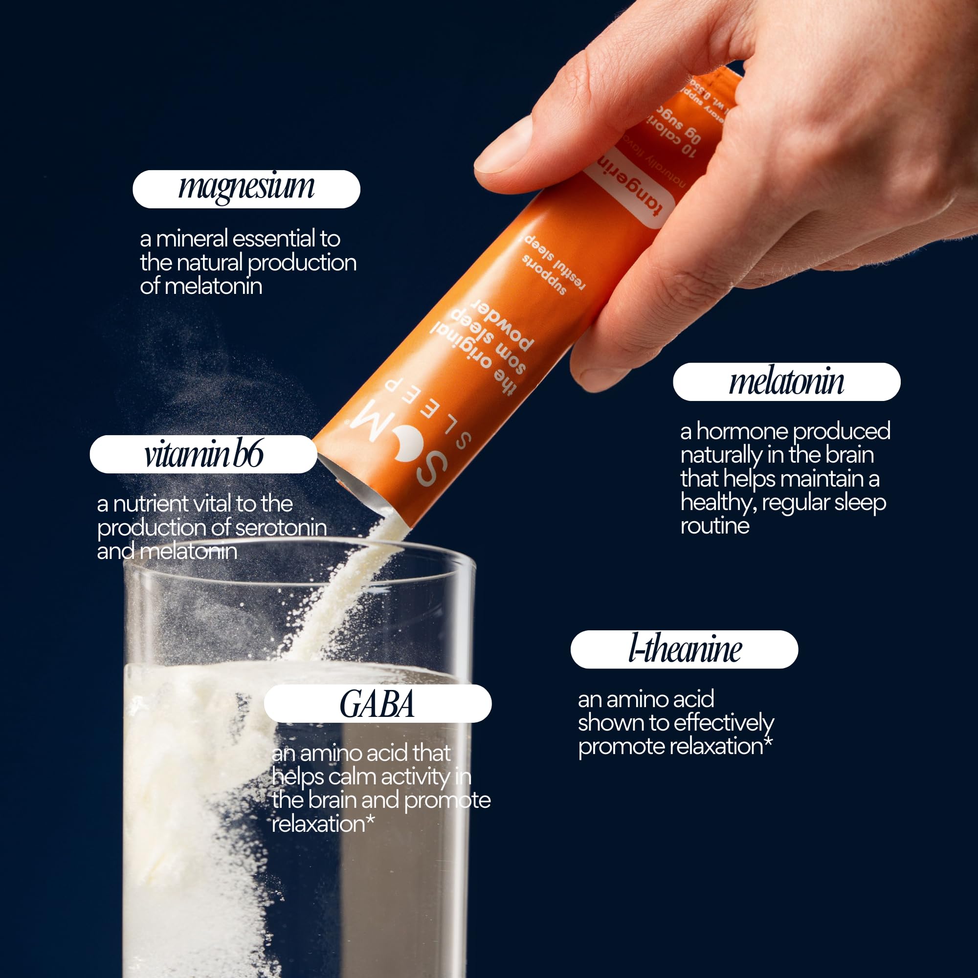 Som Sleep Tangerine powder prepared in glass with water