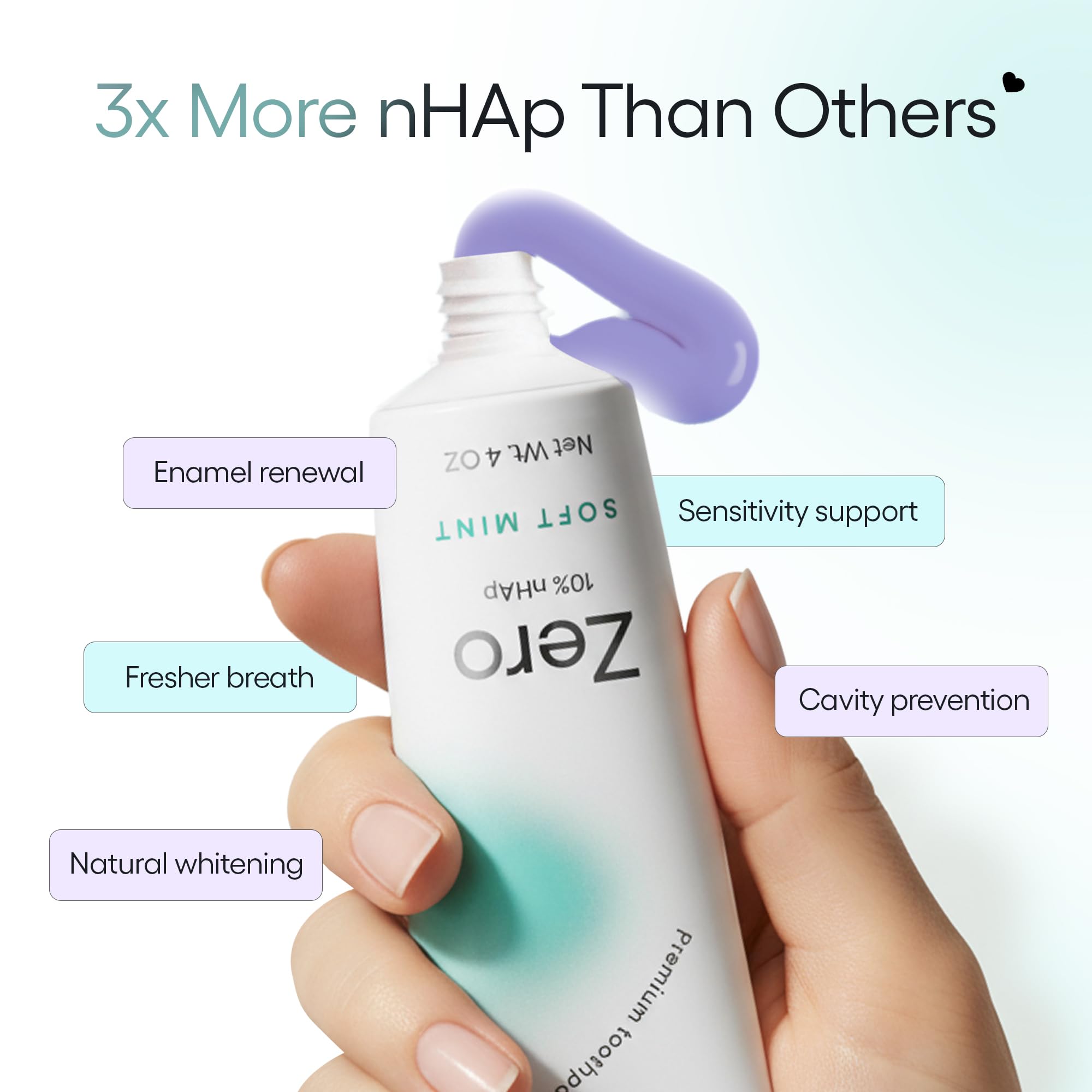 Something Nice Zero Toothpaste 4 oz tube side view