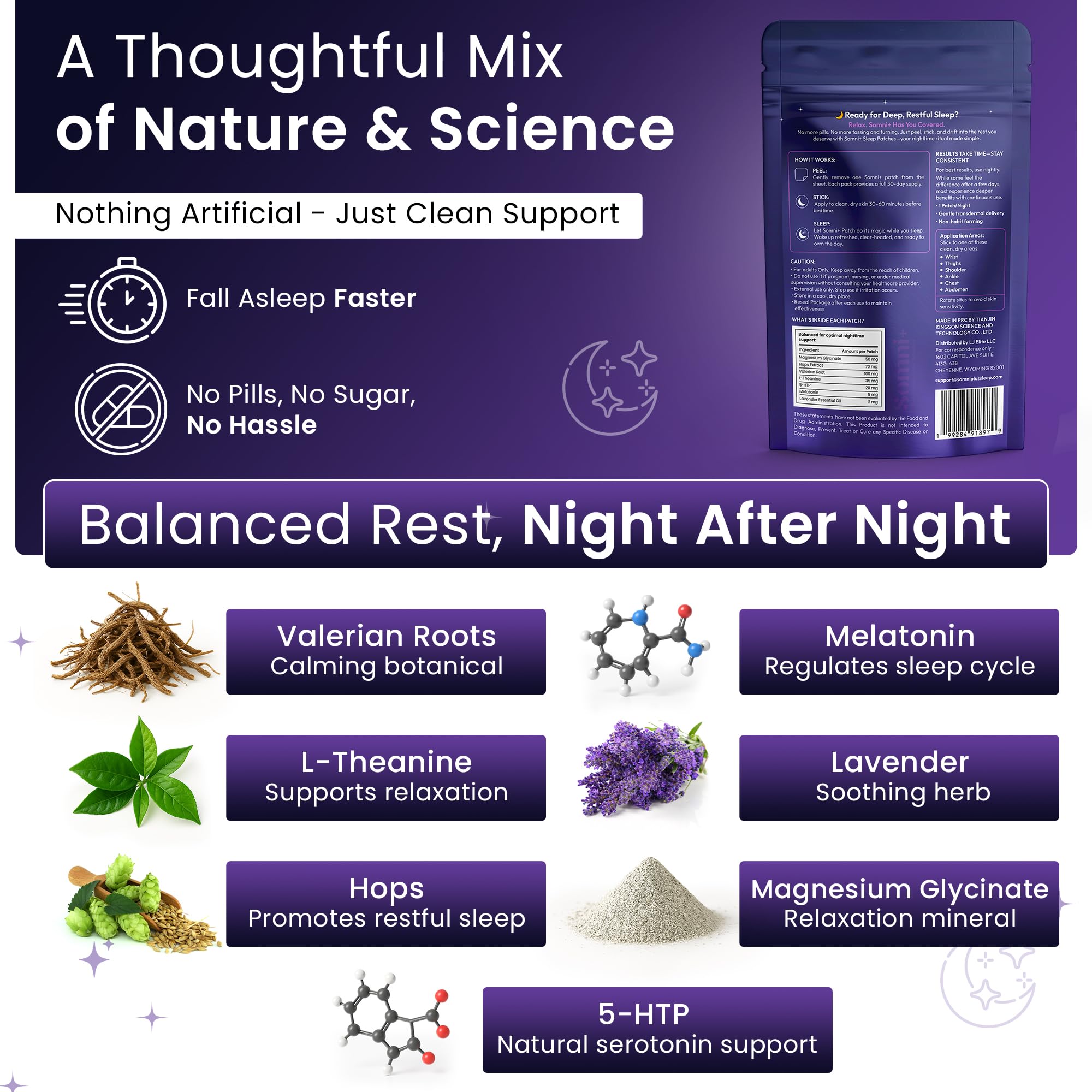 Close-up of Somni+ patch applied to skin