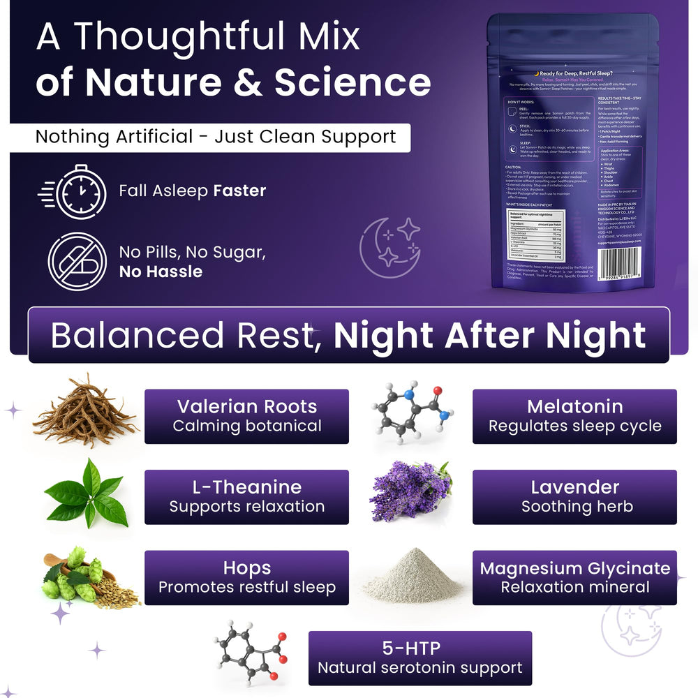 Close-up of Somni+ patch applied to skin