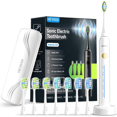 Front view of a white sonic electric toothbrush with 40,000 VPM cleaning power.