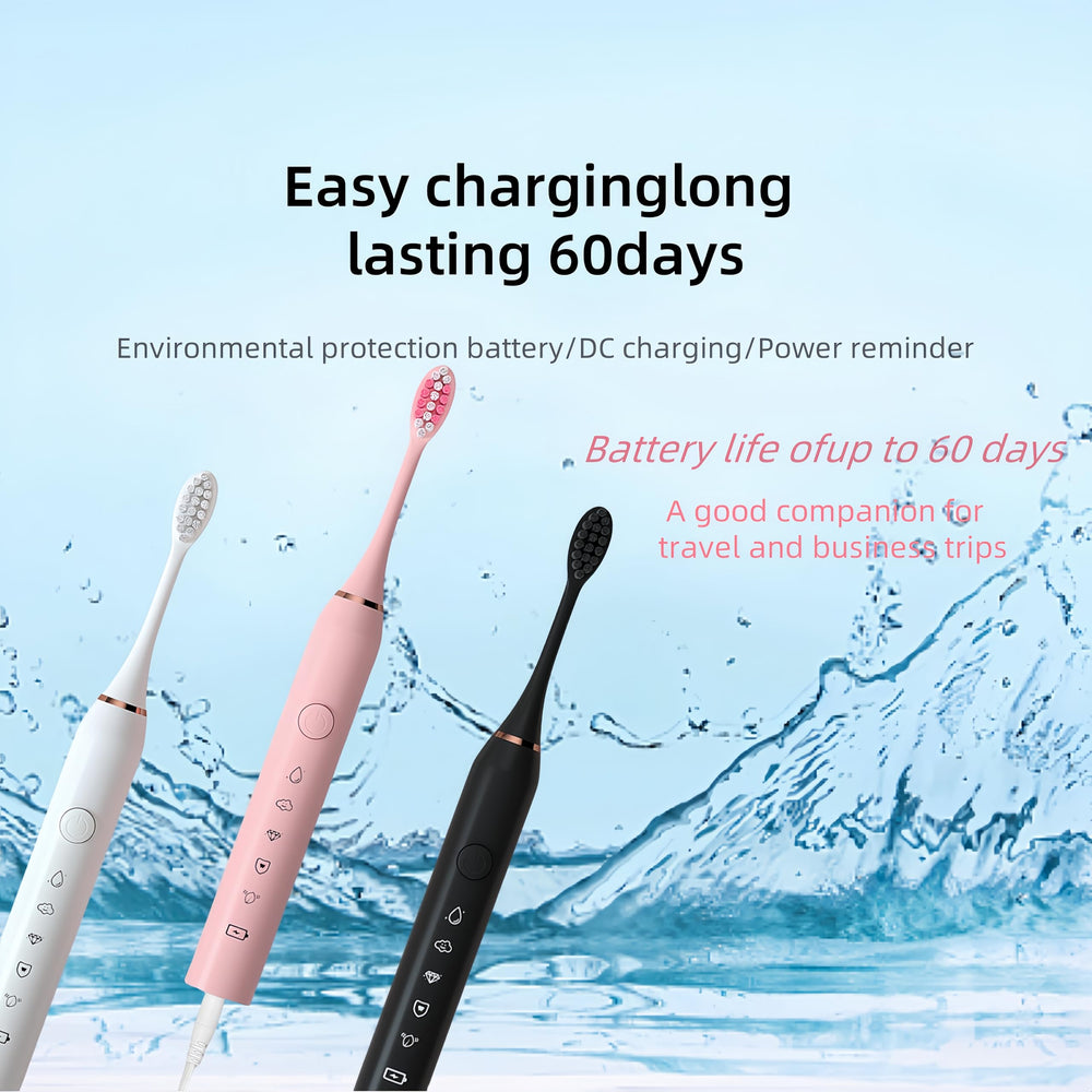Pink sonic toothbrush showing five modes